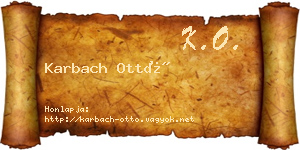 Karbach Ottó névjegykártya